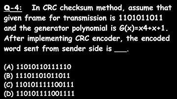 Q4. CRC | Computer Network | Gate pervious year question | SOLVED | GATE STAR | GATE CS-IT | #crc