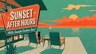 Zonsondergang na sluitingstijd bij het meerhuis, exotische jazz uit de jaren 50 aan zee.