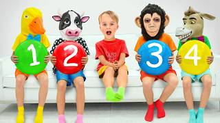 Hide-and-seek with animal masks - Fun stories for kids!