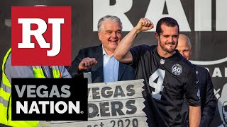 The newly named las vegas raiders react to name change with move city
and how fans are embracing team's move.