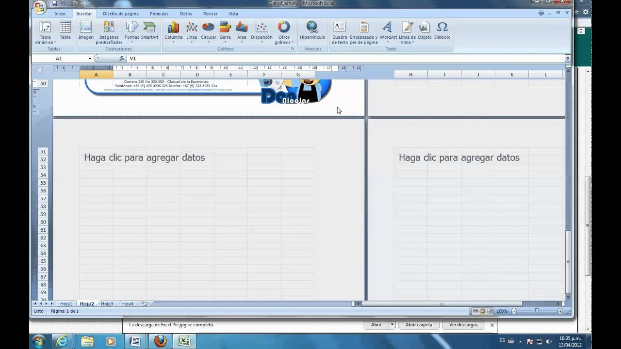 Como hacer para colocar un encabezado y pie de pagina en