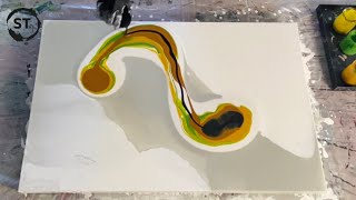 “Golden Isle” Abstract Fluid Art | Nature inspired melting pearls!