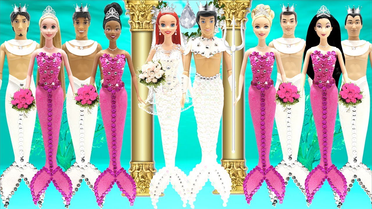 Play Doh Disney Princess Couples Toys Ariel Cinderella Mulan Tiana Rapunzel Mermaid Outfits games people play