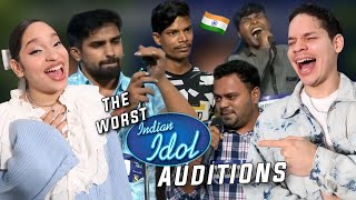 This is bad but not for the reasons you think! Waleska & Efra react to funny Indian Idol Auditions