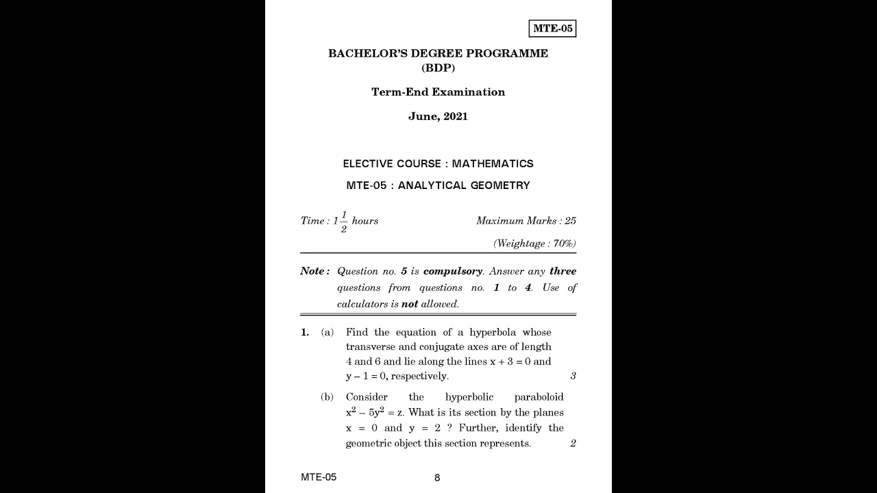 MTE - 4 & MTE - 5  June 2021 Question Paper