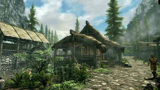 Skyrim - Riverwood Ambiance (music, blacksmith, wind, river, live wallpaper)