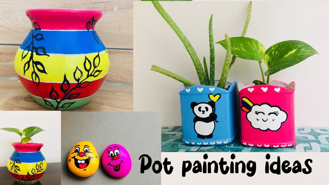 5 Easy pot painting designs for beginners l Pot decoration ideas