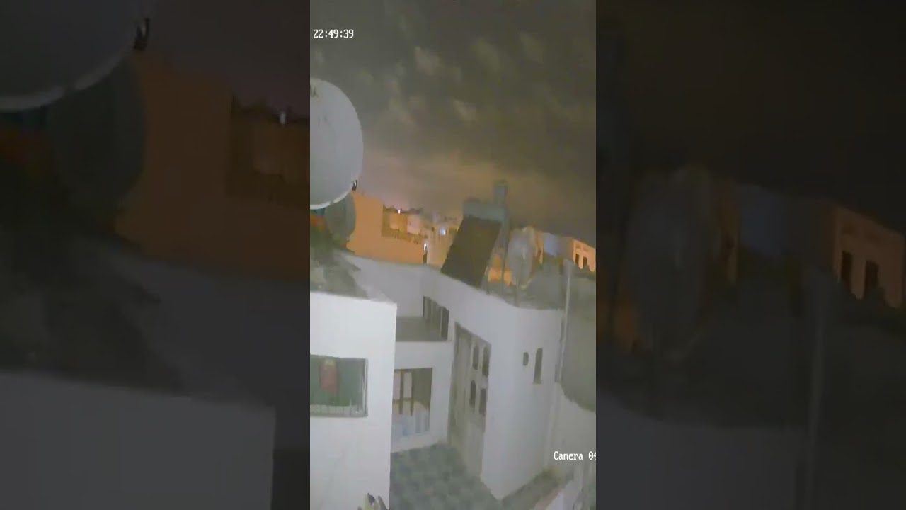 blue light Moroccan earthquake CCTV footage