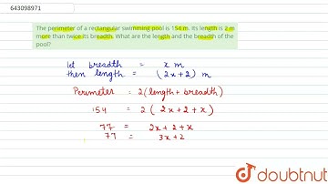 The perimeter of a rectangular swimming pool is 154 m. Its length is 2 |Class 8  Math |Doubtnut