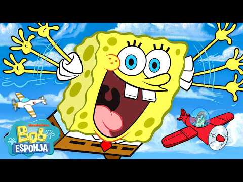 Bob Esponja decolando! ✈️🧽 | 30 minutos voando alto | Bob Esponja em Português
