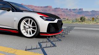 Cars vs Spike Strip Ep.01 - BeamNG. Drive screenshot 1