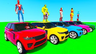 Spiderman Cars Racing Off Road Challenge ! Superhero Hulk Iron Man Goku Jeep Suv Car Race- Gta 5