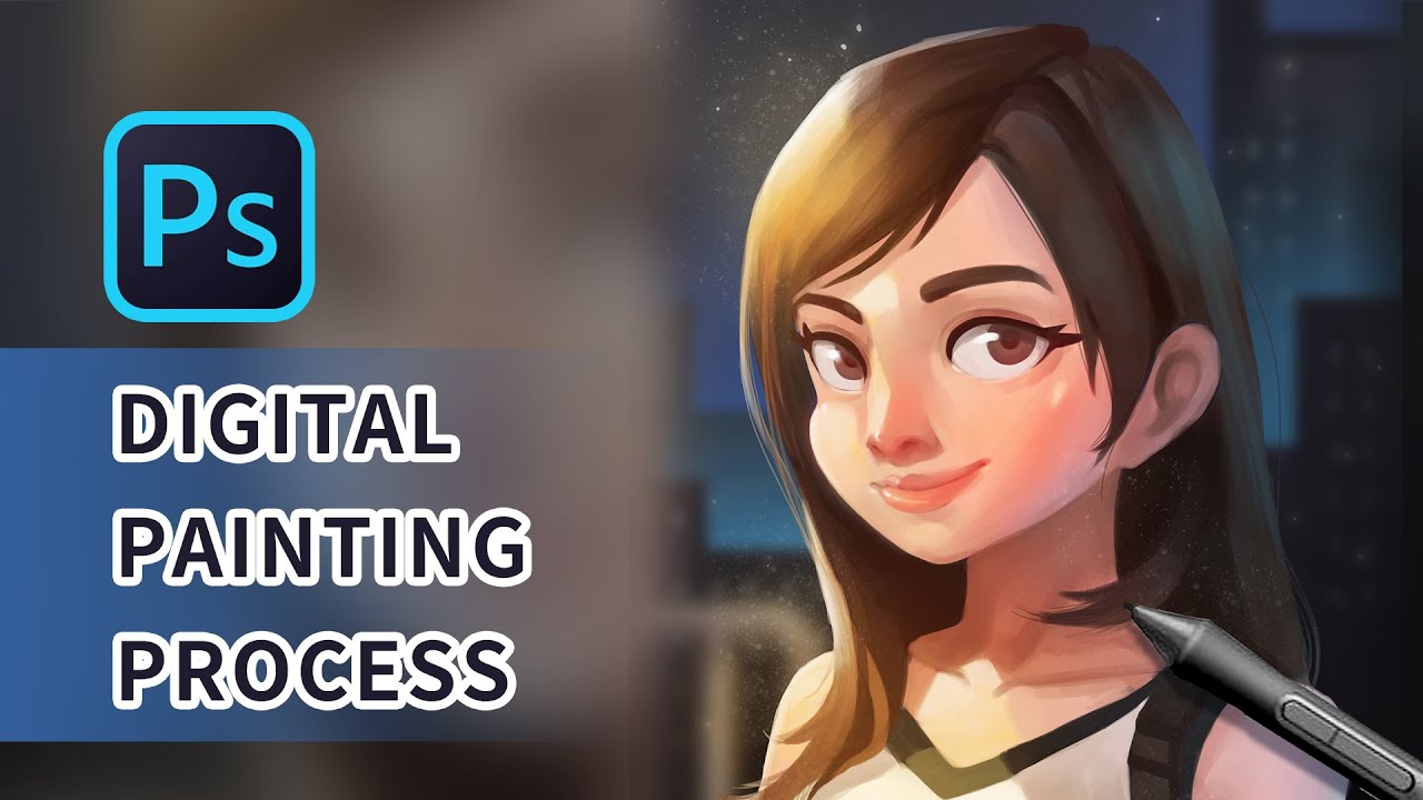 Digital Painting Process --  Tifa Portrait Drawing