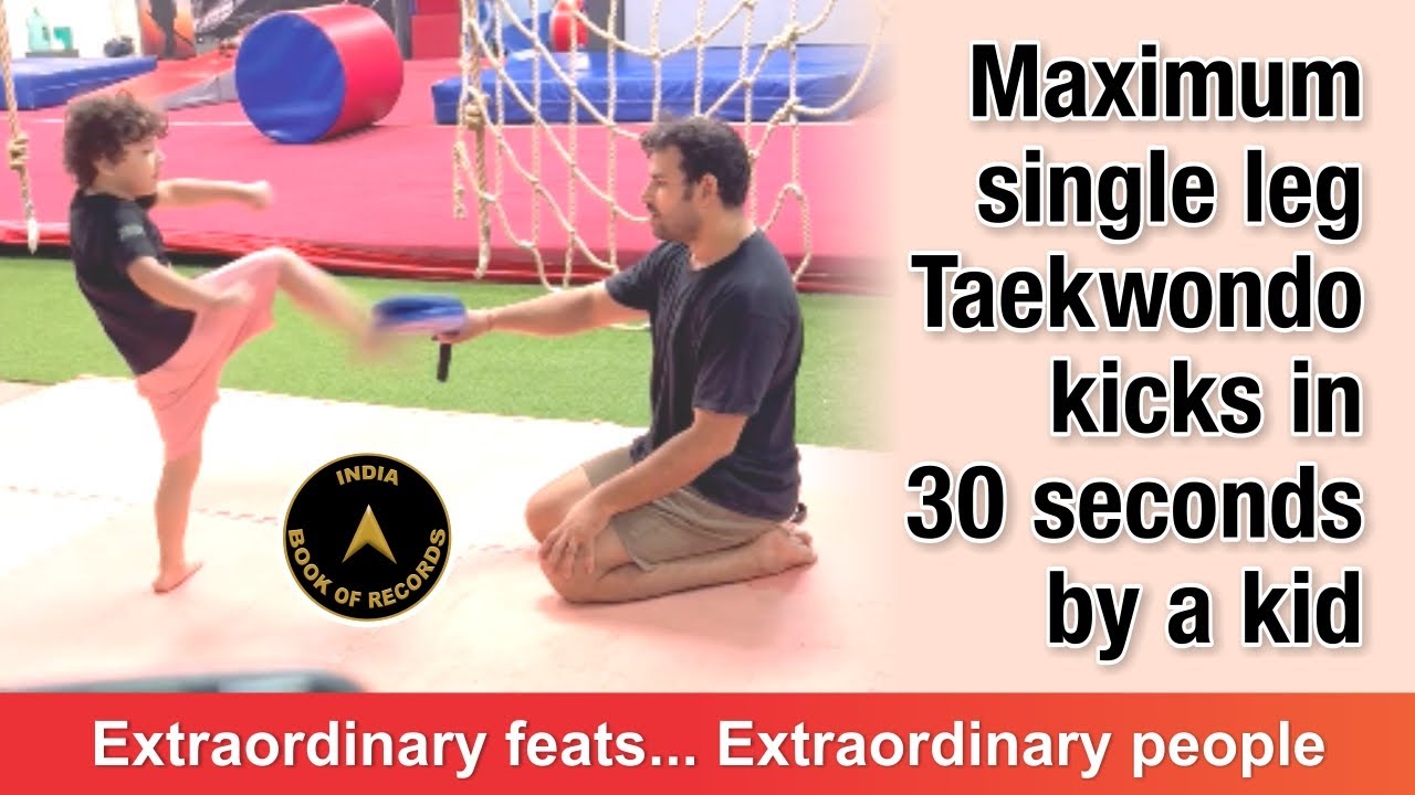 Maximum single leg Taekwondo kicks in 30 seconds by a kid - YouTube