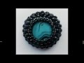 Beading bezel around a cabochon with czech glass beads, drops and seed beads - Tutorial
