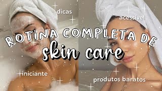 SKIN CARE COMPLETO para INICIANTES | ROTINA de cuidados com a PELE | Produtos BARATINHOS x caros