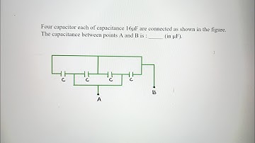 Four capacitor each of capacitance 16uf are connected as shown in the figure. The capacitance