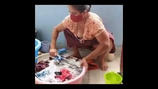 Aunty cloth washing