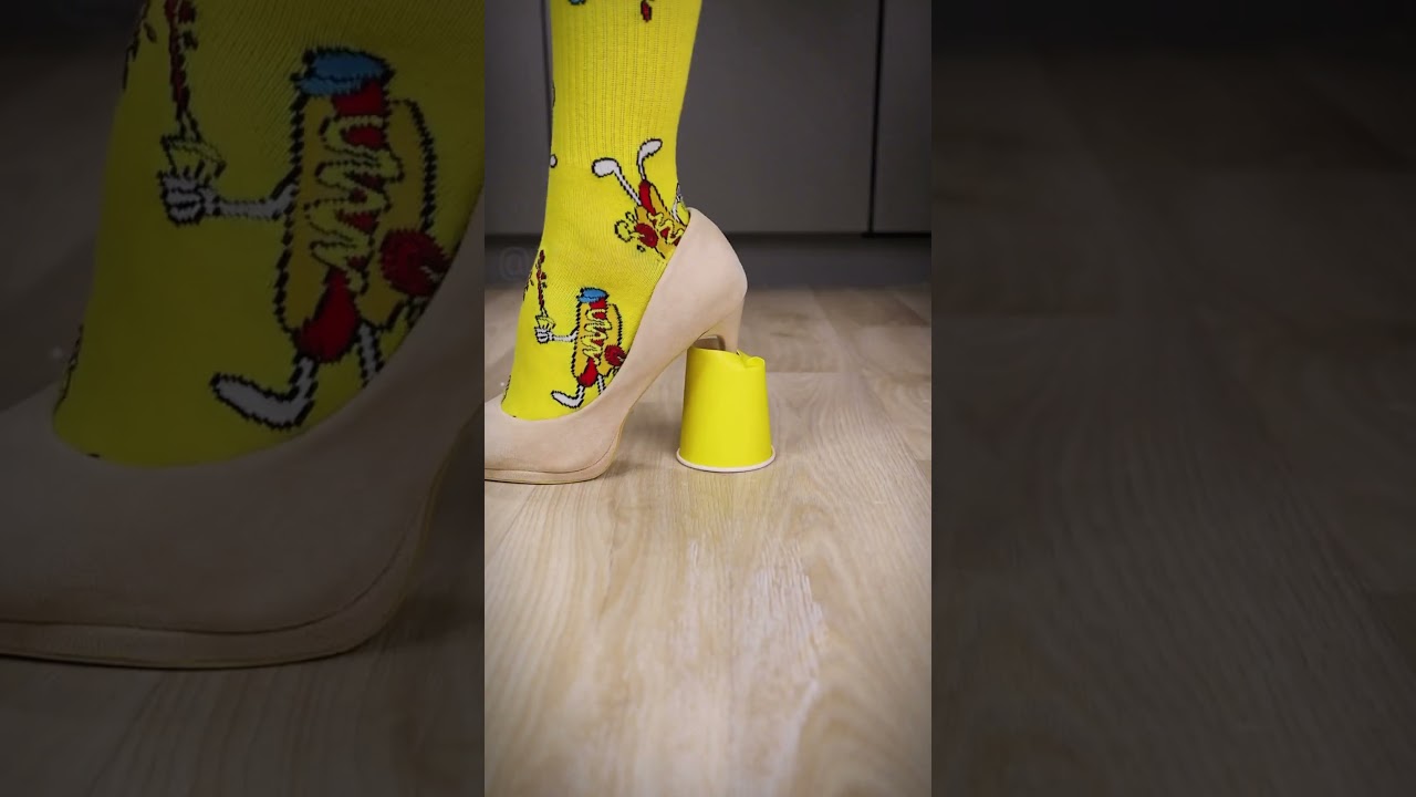 High heels smash some eggs 