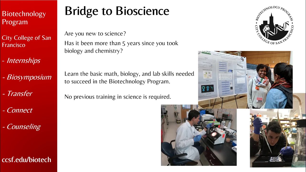 CCSF Biotechnology Program YouTube