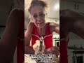 The Good Shepherd Natalie in a red Flapper dress cleaning Edwina scissor beak dried up yogurt 