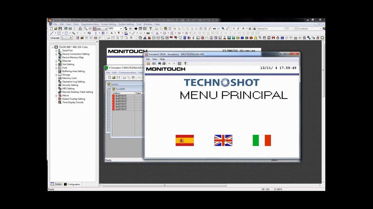 Videotutorial Multilenguaje para Technoshot con V-SFT de Fuji Electric