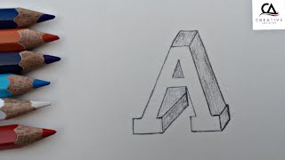 3D Letter "A" || How To Draw 3D Alphabet Easy Steps  For Kids