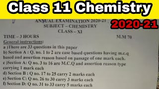 Class 11 chemistry question paper 2020-21 ncert CBSE | annual exams | final exams 2021 screenshot 1