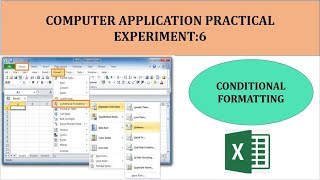 Computer Application Practical || Experiment 6 || Conditional formatting (MS-Excel)