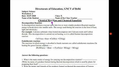 10th Science worksheet 3 (English medium)