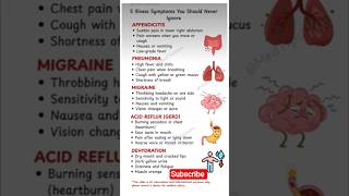 5 Illness Symptoms you should Never Ignore #health tips #shorts