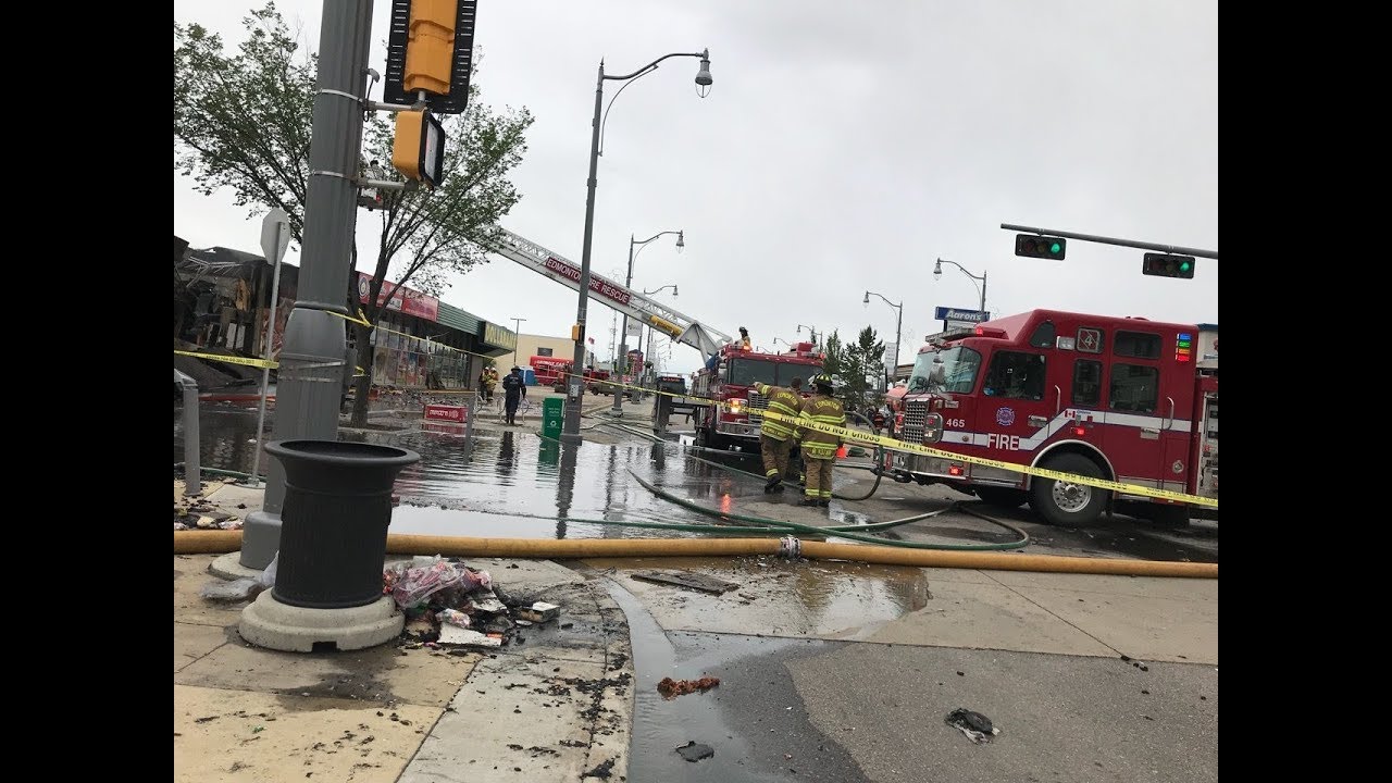 Fire crews on scene at Edmonton strip mall - YouTube