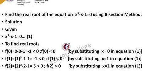 SSMRV Video Lectures-Numerical Statistical Methods-Bisection Method