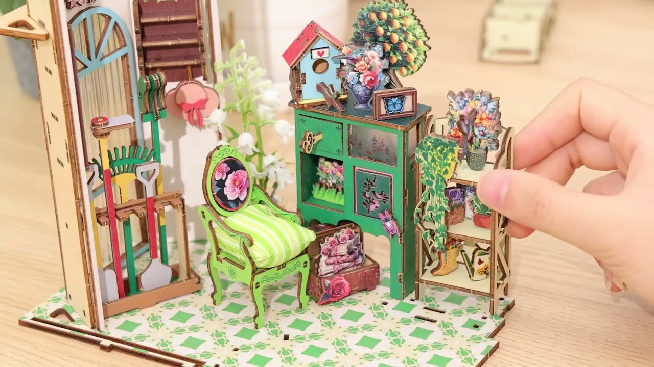 Cutywood DIY Book Nook Kit,3D Wooden Puzzle - Floral Garden