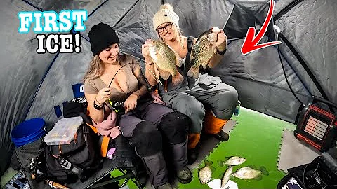 FIRST ICE FISHING Up North In Clear WATER SIGHT FISHING!!! (Catch and COOK!!)