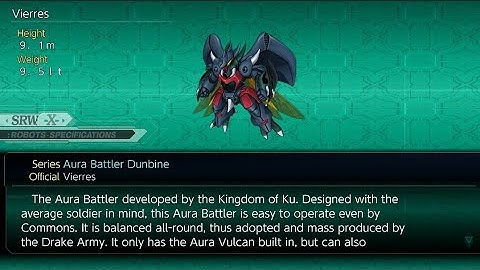 Ally Vierres All Attacks (Aura Battler Dunbine), Super Robot Wars X.