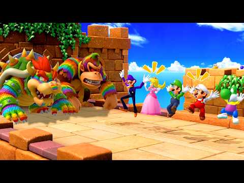Super Mario Party | Ultimate Chaos! Rainbow Bowser Attack – Mario Vs Yoshi Vs Rosalina Vs Bowser