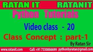 Python Tutorial || Video Class- 20 || python class Concept || By Ratan sir