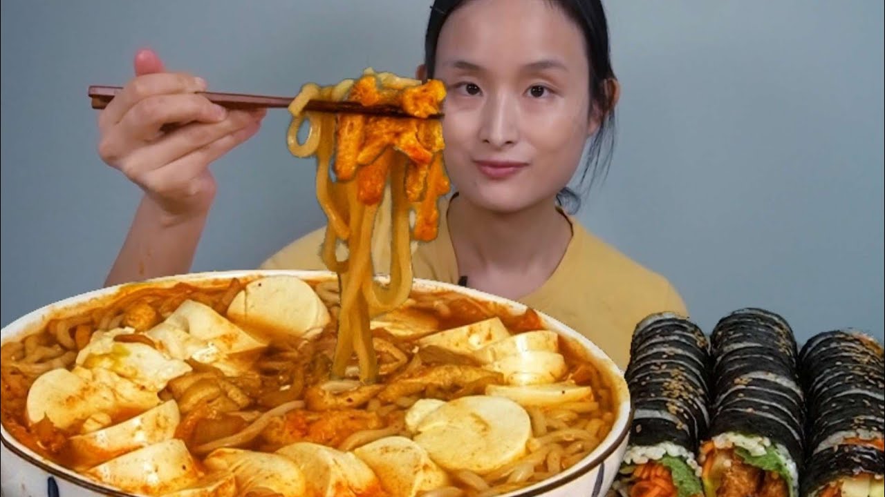 순두부김치우동 새우튀김김밥, 돈까스김밥, 참치김밥 먹방