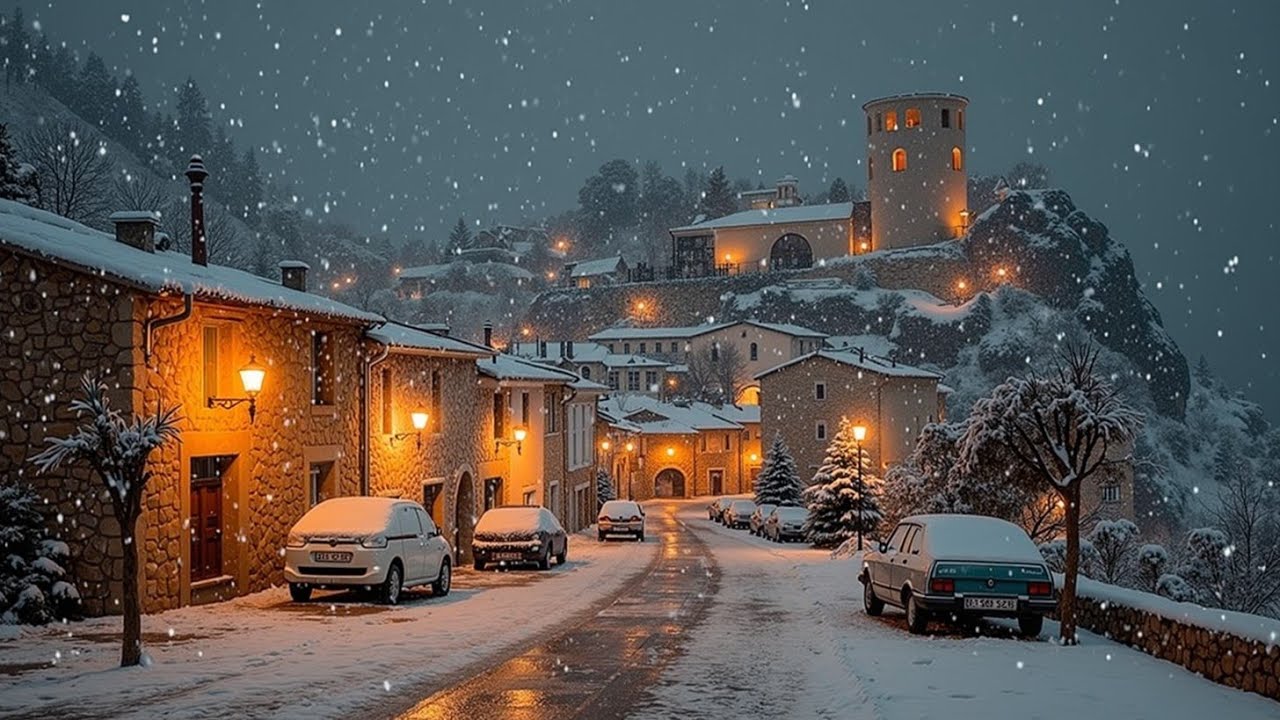 Soft Jazz & Quiet Nights ~ Winter Evening in an Old European Town ...