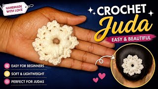 Easy Crochet Juda Design 🌸 | Beautiful Handmade Woolen Hair Bun Accessory Tutorial | Crochet flower 