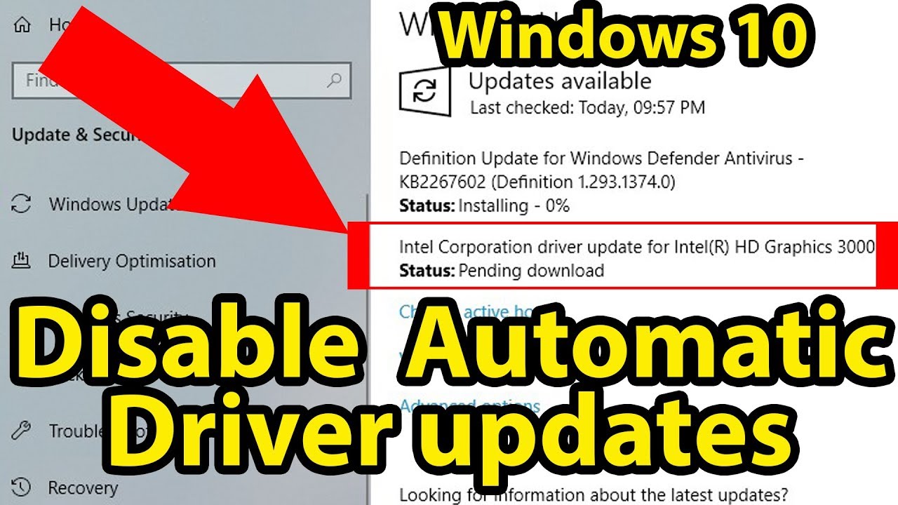 stop automatic display driver update windows 10