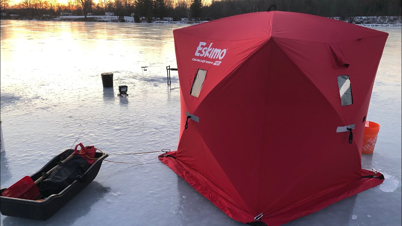 How To Set Up An Eskimo Quick Fish 2 Ice Fishing Hut 