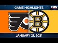 NHL Game Highlights | Flyers vs. Bruins - Jan. 21, 2021