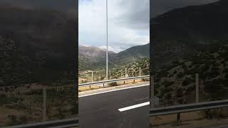 Bus to Kalamata passing by Mantinia mountains, Greece