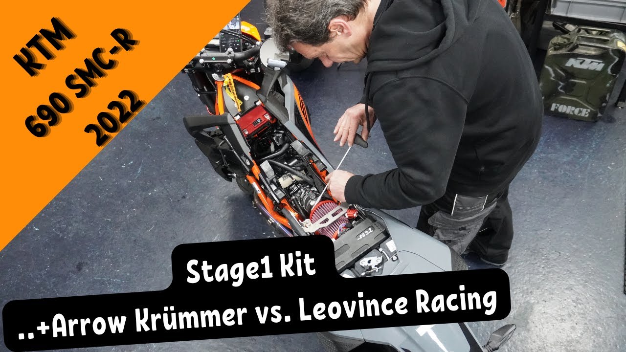 KTM SMC R 690 Modell:  2022 - Stage1 Kit + Krümmer Test: ARROW vs. Leovince😅💪​