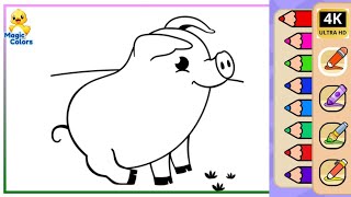 How To Color, Learn color Pictures Of farm Animal Pig, Sheep and Chicken | Magic Colors
