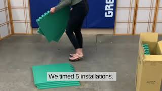 When installing interlocking foam mats with puzzle style interlocking, you can expect to install 100 square feet easily in less than 30 minutes. In this video, we tested 5 different styles if foam puzzle mats and the longest it took was 22 minutes to not only connect the tiles, but add the border strip finish to each installation. The fastest time - for a 1st time diy installer - was 7 minutes to install a 10x10 foot area of 5/8 inch thick solid colored foam tiles.
This is good information to keep in mind if you're planning to install this type of soft flooring for a temporary space such as a 10x10 trade show booth.
Shop Foam Puzzle Mats now: https://www.greatmats.com/foam-puzzle-mats.php
#flooringinstallation