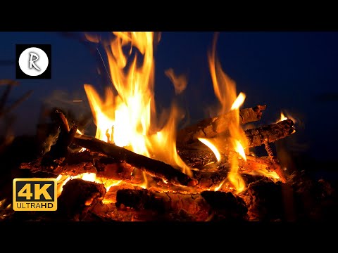Crackling Fire W Rain And Thunder Sounds Outside - Relaxing Sounds For Sleep, Cozy Ambience - 4K