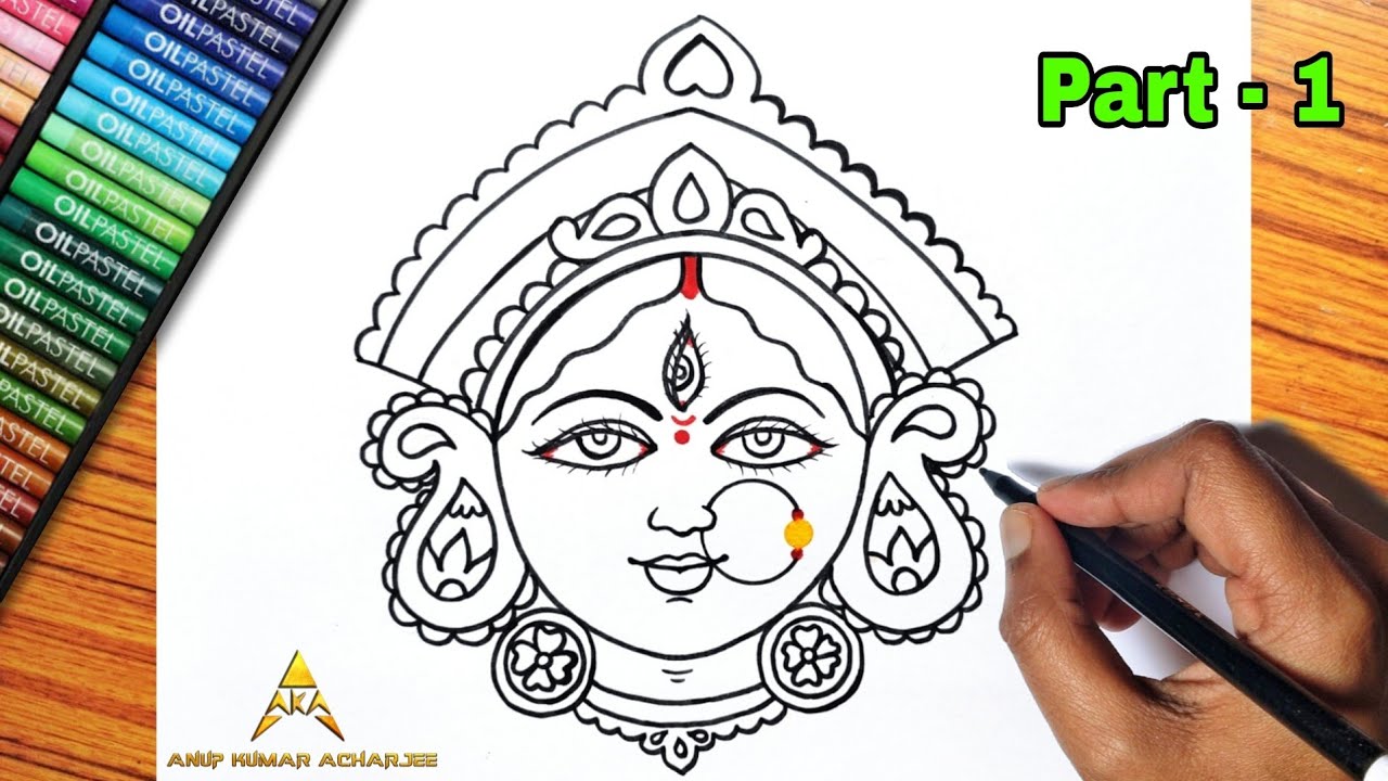 how to draw maa durga face pencil sketch for beginners step by stephow to draw  maa durga  YouTube